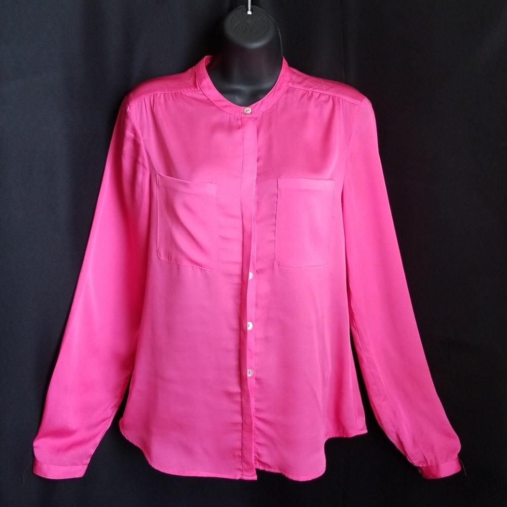 Bright Pink H&M Chiffon Button Down